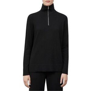 Lafayette 148 New York Wool Cashmere Blend Glitter Trim 1/2 Zip Sweater